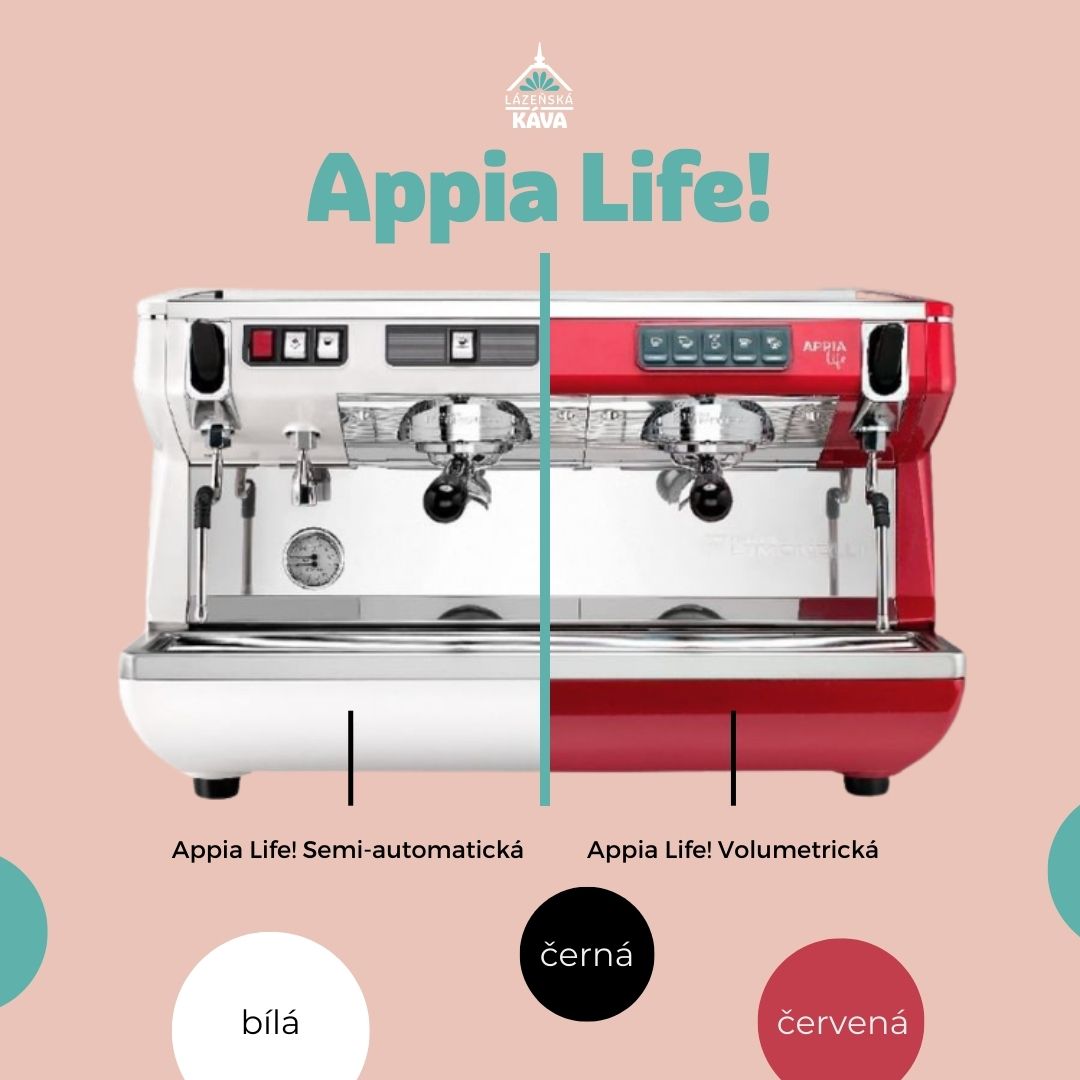 Appia Life s volumetrikou nebo semiautomatický kávovar.